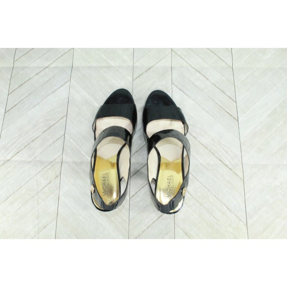 MICHAEL Michael Kors Black Leather Peep Toe Platform Heels Sandals Size 10 M - Picture 6 of 9